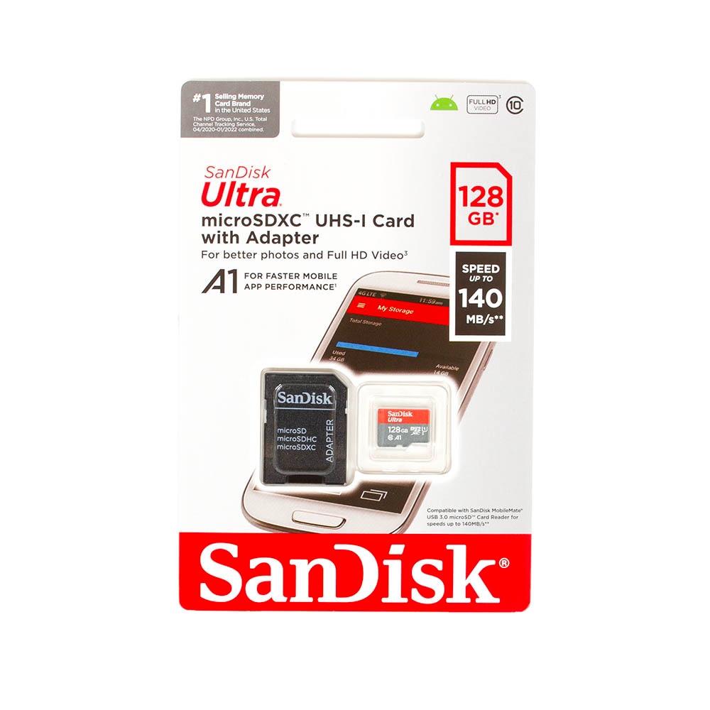SanDisk, Memory Cards, Tech, Ultra, Class 10, 128GB, MicroSDXC, 989351